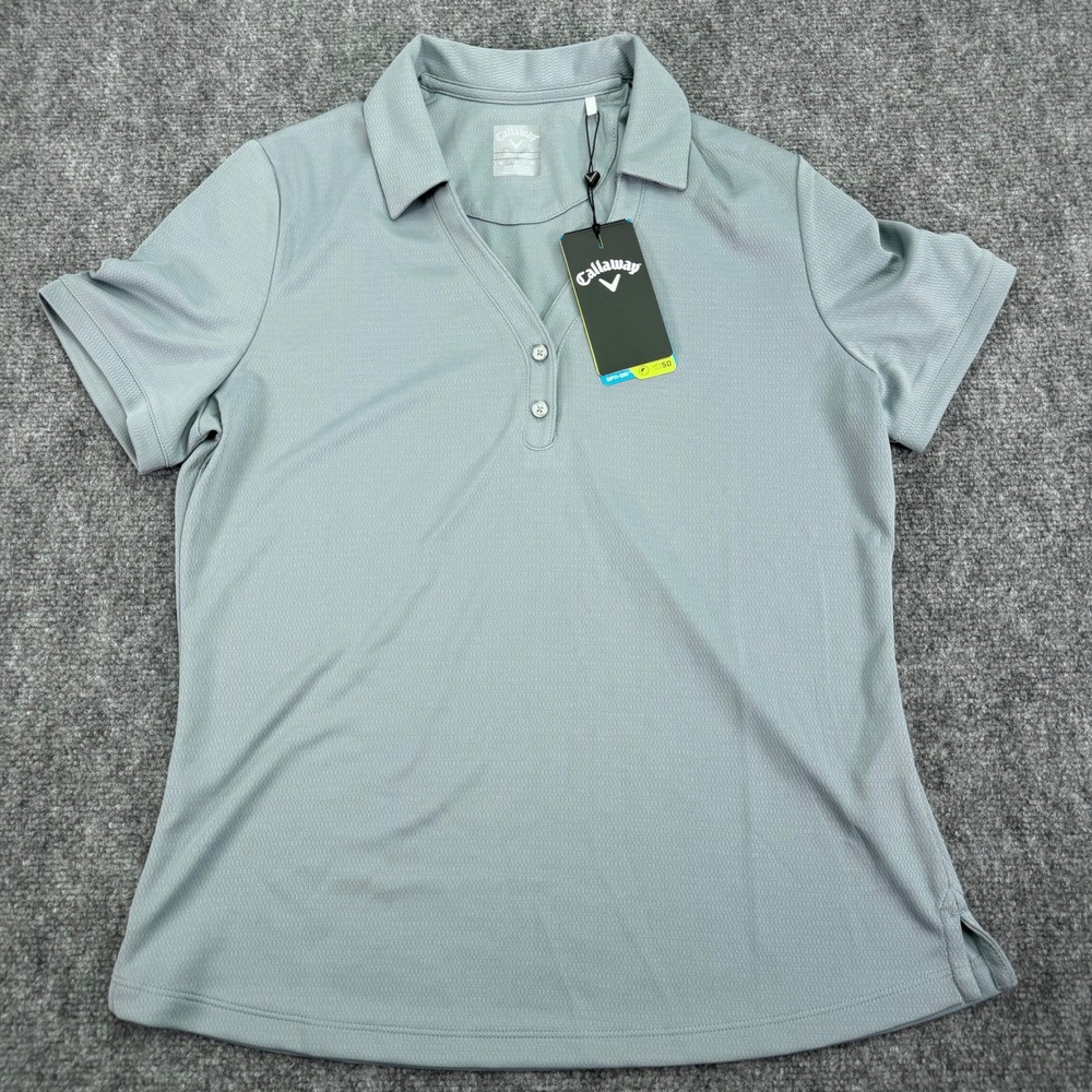 Callaway Polo Shirt Womens Medium Tradewinds Grey Opti-Dri Performance Golf NWT